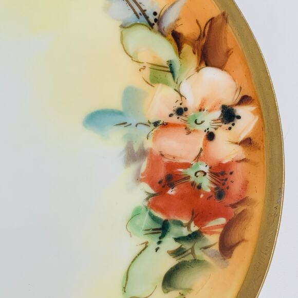 RS Germany Vintage Porcelain Plate 6.5" Hand Painted Red Pink Signed M E Geyer - Picture 5 of 6